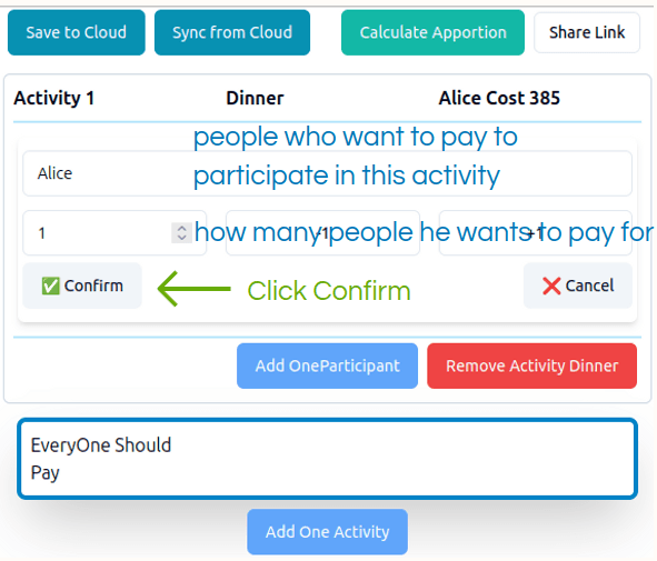 add person for the activity